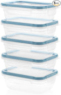 Snapware Plastic Total Solutions (5-Pack, 3 Cup) Food Storage Containers Set, Airtight & Leakproof Plastic Locking BPA-Free Lids Tupperware, Freezer Dishwasher Microwave Safe