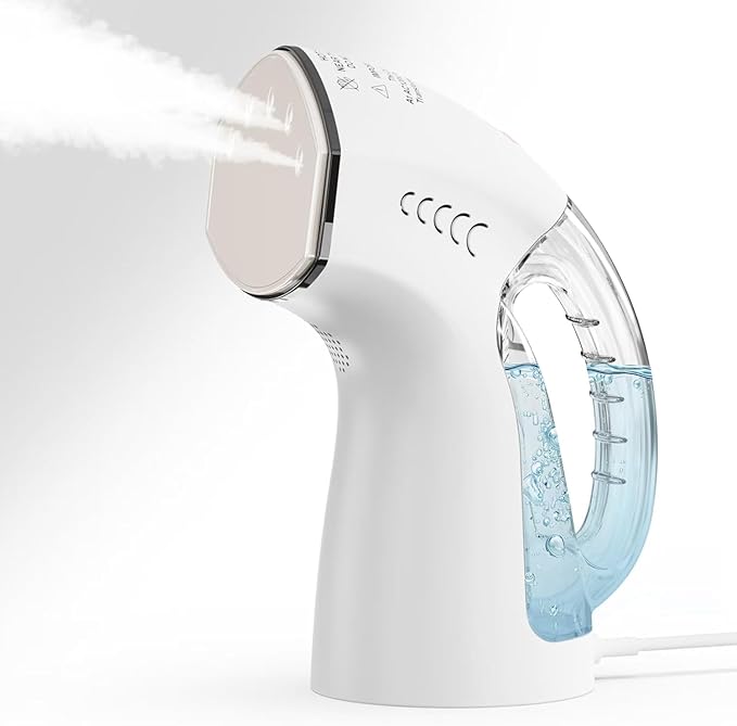 Steamer ＆ Iron 2 in 1 for Clothes, Ceramic Panel, Intelligent Chip Controls Soft Steam (Tilting Not Spray Water), 250ml Water Tank, 8.2FT Power Cord,1000W Portable Handheld Steam Iron (white)