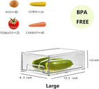 MANO 2Pack Clear Fridge Drawers Pull Out Stackable Refrigerator Drawer Organizer Bins Pantry Storage Box Plastic Food Containers for Kitchen Bathroom Office Closet (Large)