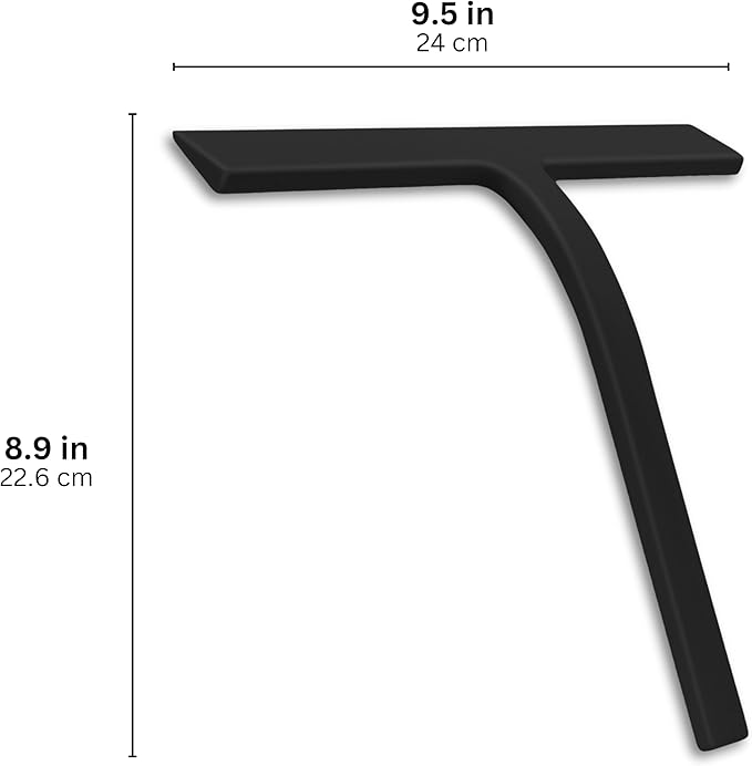 9 inch Squeegee Set with Over Wall Hanger, Suction Cup, and Hook, Glass Cleaning Squeegee for Shower Doors, Windows, Glass Doors, Bathrooms, Mirrors, Car Windshield - Matte Black