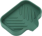 Silicone Bathroom Soap Dishes with Drain Spout-Bathroom and Kitchen Sink Organizer,Sponge Holder,Dish Soap Tray,Perfect for Dispenser,Scrubber,Bottle,Cup on Sink or Counter-Green 4.9"×3.2"