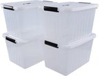 Farmoon 20 Quart Clear Latching Storage Bin with Handle, 4 Packs Plastic Storage Boxes