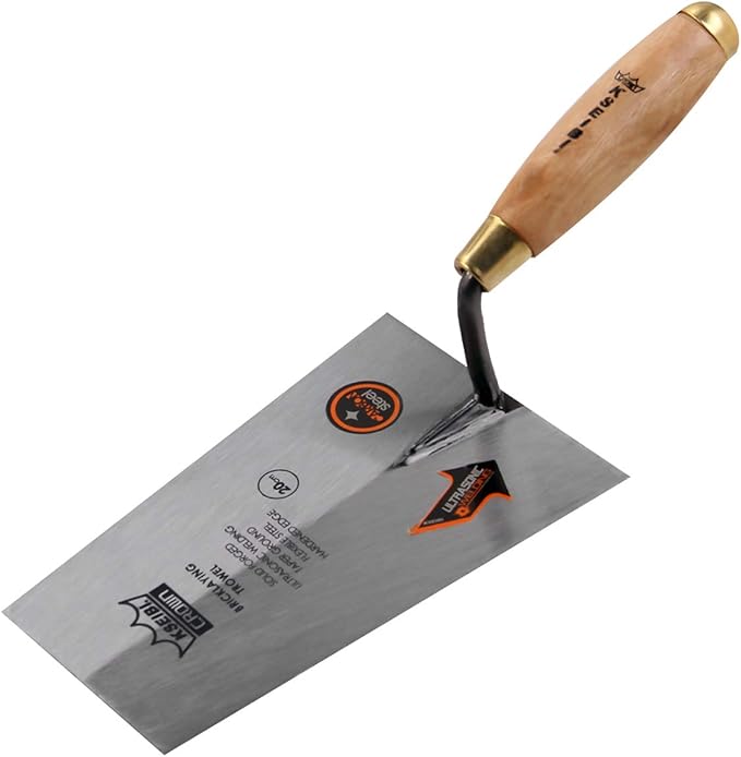 KSEIBI 281380 Narrow Bucket Brick Trowel Wooden Handle Square Tip Bricklaying Trowel (8Inch-200mm)