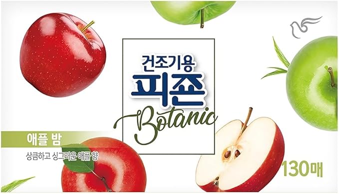 Pigeon Signature Dryer Sheets Laundry Fabric Softener, Green Apple Scent, Apple Bomb, Reduce Static Cling, Eliminate Strong Odor, infused with Flower Essence, Safe for all, 130 Counts