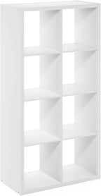Furinno Cubicle Open Back Decorative Cube Storage Organizer, 8-Cube, White