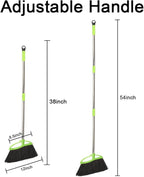 Soft Bristles Green Angle Broom with Long Handle Indoor Sweeping Broom for Home Kitchen Hardwood Floor Cleaning