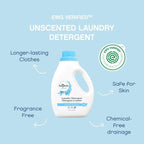 AspenClean Natural Laundry Detergent Unscented - 100% Natural, Organic, HE Liquid Laundry Detergent- Vegan, Non-Bio, Cruelty-Free, Biodegradable - Safe for Babies, Pets & Kids - EWG Certified (2 pack)