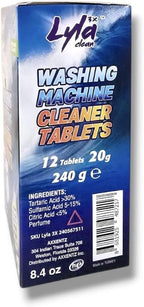 LYLA 3X Washing Machine Cleaner Tablets, 12-pack Deep Cleaning Tablets For HE Front Loader & Top Load Washer,Helps Remove odor, dirt,lime & detergent,Hard Water Buildup – Septic Safe