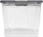 HOMZ 2-Pack Secure Latch, Clear Plastic Storage Organizer Bins, 64 Quart, Gray Lid - Heavy-Duty Container Boxes with Lids for Home, Office, and Garage