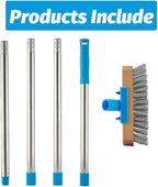 YONILL Stainless Steel Deck Scrub Brush with Long Handle - 60" Heavy Duty Floor Scrubber Brush with Pole, Moss Remover Wire Cleaning Brushes for Rough Surface, Concrete Floor, Patio, Garden, Garage