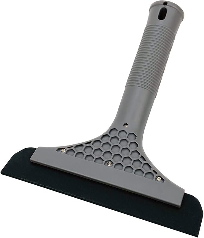 Super Flexible Silicone Squeegee, Auto Water Blade, Water Wiper, Shower Squeegee, 5.9'' Blade and 7.5'' Long Handle, for Car Windshield, Window, Mirror, Glass Door, Grey Black