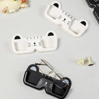 NUOBESTY Wall-Mounted Cat-Shaped Sunglass Organizer, Plastic Eyewear Storage Holder for Household Glasses, Portable White Glasses Case for Entryway and Bedroom Use,