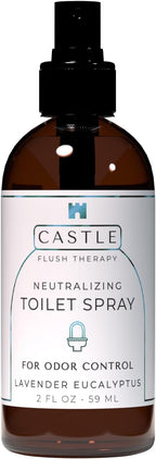 Castle Flush Therapy Neutralizing Toilet Spray | Odor Control: Mist Over the Water Surface, Go, Then Flush | Bathroom Freshening | Neutralizes Odors at the Source | Lavender and Eucalyptus | 2 oz