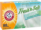 Arm & Hammer Fabric Softener Sheets, Free of Perfumes and Dyes, 100 ct