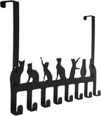 Wintek Over the Door Hook Hanger, Heavy Duty Organizer Rack for Towel, Hat,Hoodies,Coat , Cloth,Bag - 8 Hooks (Black)