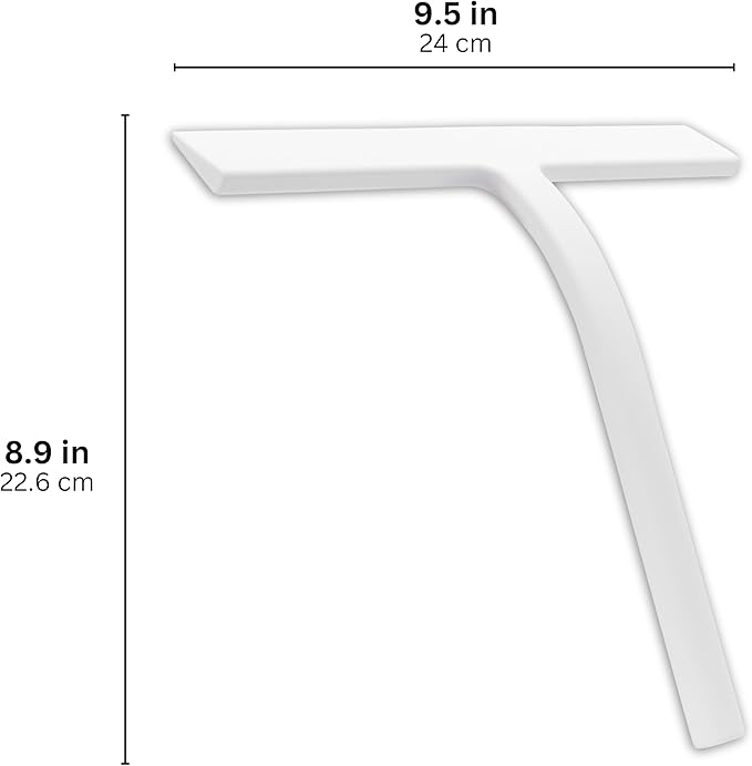 9 inch Squeegee Set with Over Wall Hanger, Suction Cup, and Hook, Glass Cleaning Squeegee for Shower Doors, Windows, Glass Doors, Bathrooms, Mirrors, Car Windshield - Matte White