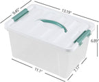 6 Pack 14 L Clear Storage Latch Box, Plastic Storage Bins with Lids