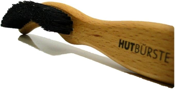 Valentino Garemi Traditional Hat Cleaning Brush | Remove Dust, Dry Stains, Rain Spots, Sweat Marks, Pet or Human Hair | Genuine Boar Hair Made in Germany (Black Bristles)