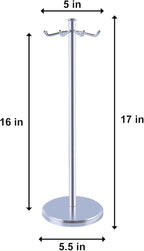 Kitchen Countertop Utensil Holder, Stainless Steel Rotatable Cooking Utensils Holder with 8 Rotating Hooks, Hanging Organizer for Spoon, Spatula, Soup Ladle, Spaghetti Server, Skimmer, Chrome