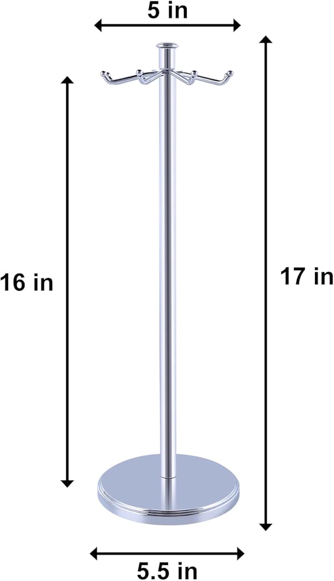 Kitchen Countertop Utensil Holder, Stainless Steel Rotatable Cooking Utensils Holder with 8 Rotating Hooks, Hanging Organizer for Spoon, Spatula, Soup Ladle, Spaghetti Server, Skimmer, Chrome