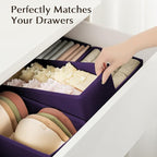 DIMJ Drawer Organizers Clothes, Set of 16 Dresser Organizer Bins, Fabric Closet Organizers and Storage, Shallow Drawer Dividers for Nursery, Clothing, Baby Clothes, Socks, Underwears, Tie (Purple)