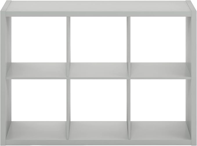 Furinno Cubicle Open Back Decorative Cube Storage Organizer, 6-Cube, Light Grey