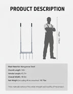 5-Tine Broad Fork Heavy Duty Garden Fork Built Tough for Lasting Durability Loosen and Aerate Clay Soil on Farms and in Home Gardens