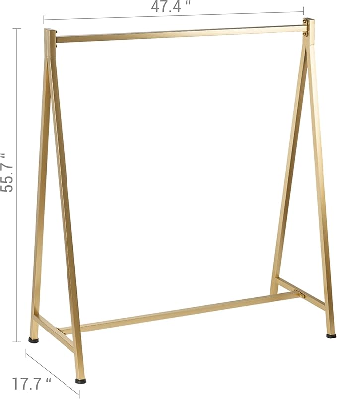MyGift A-Frame Clothing Rack, 47 Inch Modern Heavy Duty Gold Metal Wardrobe Clothes Rack, Commercial Grade Freestanding Garment Hanger for Bedroom Closet or Retail Display
