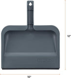 Superio Clip-On Dustpan with Rubber Lip - 10-inch Wide Durable Plastic Dust Pan with Comfort Grip Handle, Grey, 3-Pack
