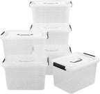 Cand 12 Quart Plastic Latching Box, Clear Storage Bin with Lid, 6 Packs