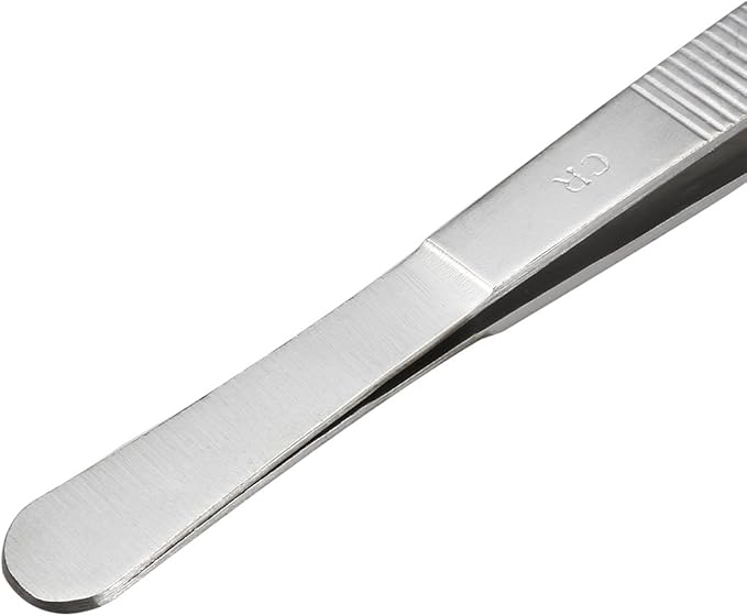 uxcell 2 Pcs 8-Inch Stainless Steel Straight Blunt Tweezers with Serrated Tip Daily Garden Tool