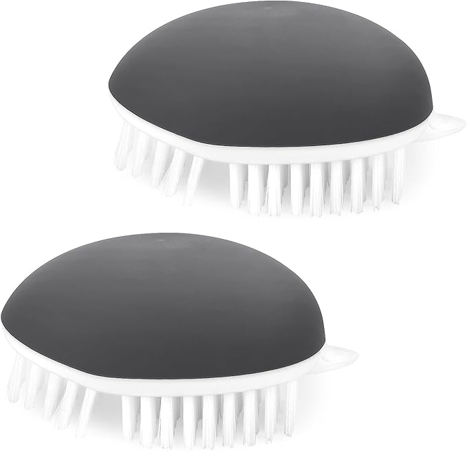 Vegetable Brush Potato Scrubber Brush Non Slip Comfortable Fruit Cleaning Tools for Washing Fruit Mushrooms Carrot or Tough-Skinned Vegetables (2 Pack Grey)