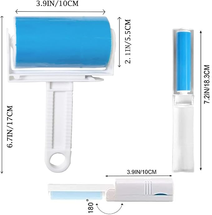 Reusable Portable Lint Roller 2 Pack, Washable Sticky Lint Roller Travel Pet Hair Remover Brush Include Medium/Mini Size Cleaner for Clothes, Cat Dog Hair, Travel