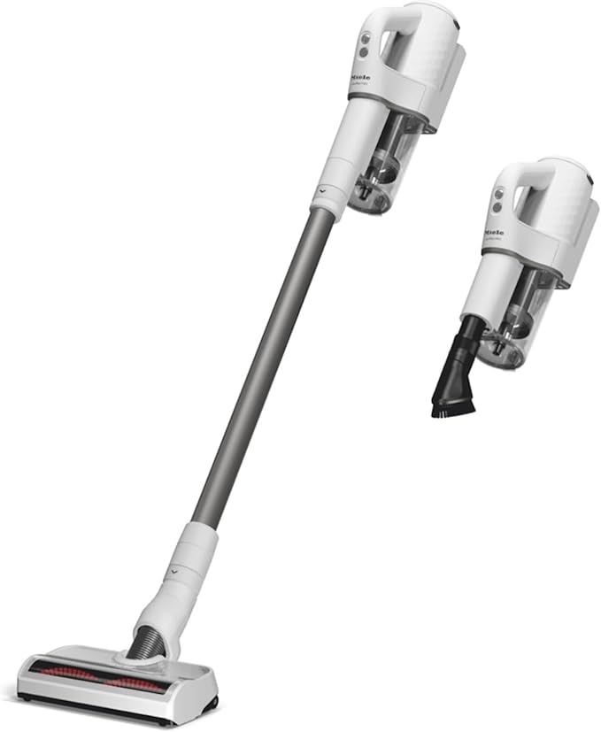 Miele Duoflex Extra Vacuum Cleaner, Cordless and Bagless Multi-Use, Multi-Floor Flexible Stick Vacuum with 2 Attachable Brushes, in Brilliant White / Space Grey