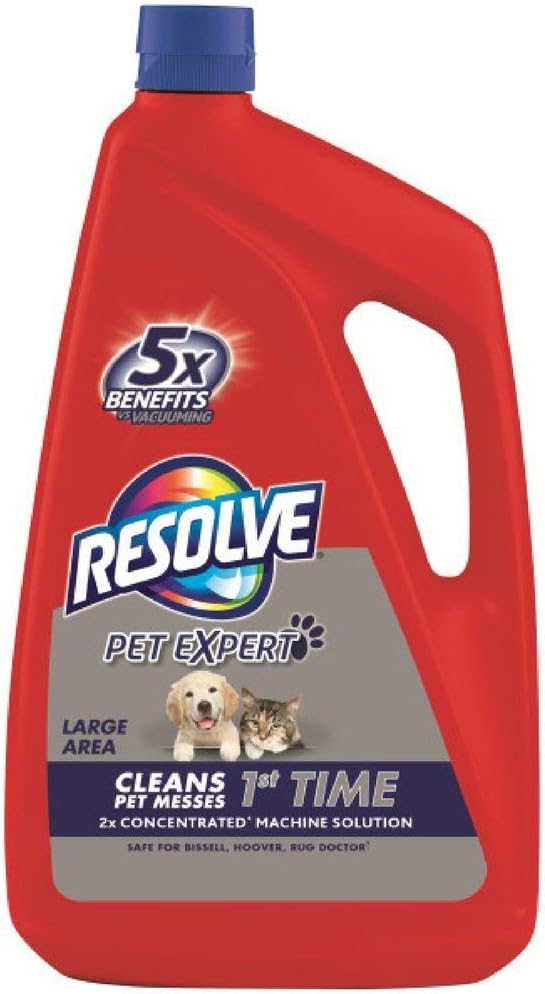 Resolve Pet Carpet Steam Cleaner Solution, 288 fl oz (6 Bottles x 48 oz), 2X Concentrate (Pack of 3)
