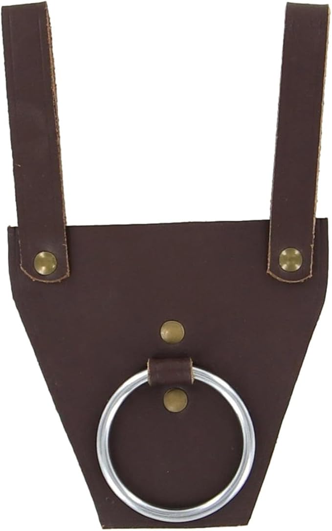 Armory Replicas - Ring Leather Universal O-Ring Medieval Style Axe Holder Belt Frog - Hand Crafted Genuine Leather Costume Weapon Holster Holder