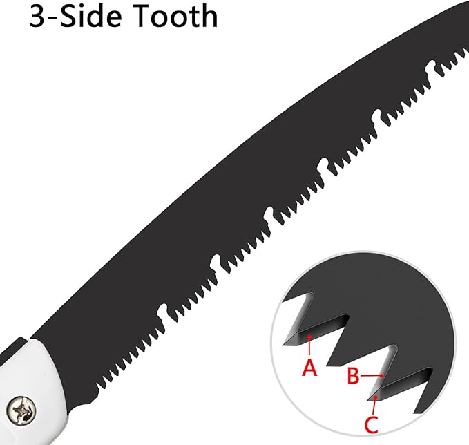 7 Inch Folding Saw, Pruning Hand Saw for Wood Cutting, Garden Pruner with SK5 Curved Blade, Triple- Cut Razor Teeth, Foldable Handsaw for Tree Trimming, Camping, Gardening and Carpentry