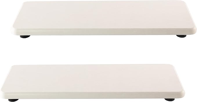2 Pcs Water Absorbing Stone Trays, Kitchen/Bathroom Sink Soap Dish, Diatomite Tray Used for Hand Soap & Cosmetic Bottles in The Modern Home, 3.15" W x 8.7" L, White