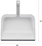 Superio Clip-On Dustpan with Rubber Lip - 10-inch Wide Durable Plastic Dust Pan with Comfort Grip Handle, White, 1-Pack