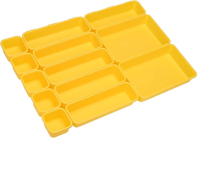 42 Pack Tool Box Organizer Tool Tray Dividers, Rolling Tool Chest Cart Cabinet Workbench Desk Drawer Organization and Storage for Hardware, Parts, Screws, Nuts, Small Tools Organization(Yellow)