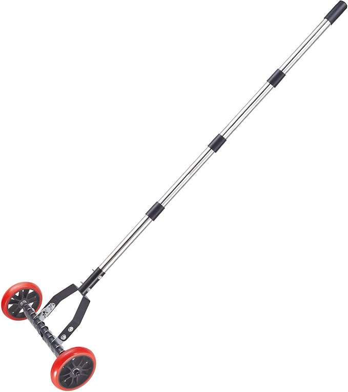 Uranshin Lawn Thatch Rake with Wheels, Dethatching Roller Rake for Lawn Care, Sturdy Stainless Steel Blades Tines, Heavy Duty Yard Lawn Thatch Remover for Moss, Grass Clippings, Leaves & Debris