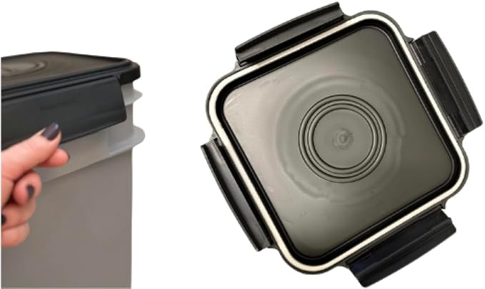 House Naturals 4 Gallon Square Food Grade Bucket Pail with Plastic Handles and Lid (Pack of 3) Made in USA containers (Red - Black lids)