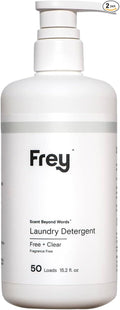 FREY Concentrated Liquid Laundry Detergent | Formulated for Sensitive Skin & HE Washers | Removes Stains Effectively | 50 Loads per Bottle (1-pack Unscented)