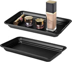 Vintage Farmhouse Decor Metal Vanity Tray, Countertop Guest Hand Towel Storage Organizer Tray Dispenser, Sturdy Holder for Perfume, Cosmetics, Jewelry, Makeup Bathroom Organizer (1 Pack, Black)