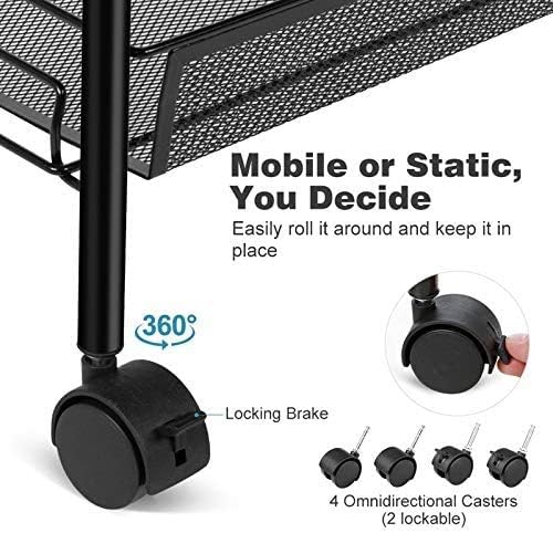 JANE EYRE Rolling Utility Storage Rack Cart on Wheels, Trolley Carft cart, Multi-Purpose Organizer Shelf (Black, 4 Tier)…