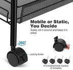 JANE EYRE Rolling Utility Storage Rack Cart on Wheels, Trolley Carft cart, Multi-Purpose Organizer Shelf (Black, 4 Tier)…