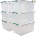 6-Pack Clear Plastic Storage Boxes, 35 L Plastic Storage Bins with Lids