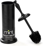 J&V TEXTILES Toilet Brush, Toilet Bowl Brush with Extra Long Handle Durable Bristles Toilet Scrubber and Covered Holder for Toilet Brush Set for Bathroom Cleaning (Matte Black)