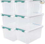 Xyskin 6-Pack 20 Quart Plastic Storage Boxes, Latching Storage Bin Box, Clear