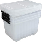 Farmoon 50 Quart Clear Storage Bin, Large Plastic Stackable Box with Lid, 4 Packs